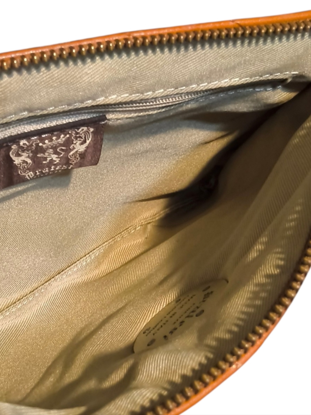Pratesi Firenze Quilted Italian Leather Crossbody Clutch in Cognac Brown - Picture 9 of 9
